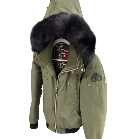 MENS MOOSE KNUCKLES ORIGINAL BALLISTIC FOX FUR TRIM BOMBER JACKET - Picture 4 of 7